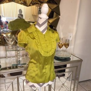Arden B Lime Green Silk Blouse
